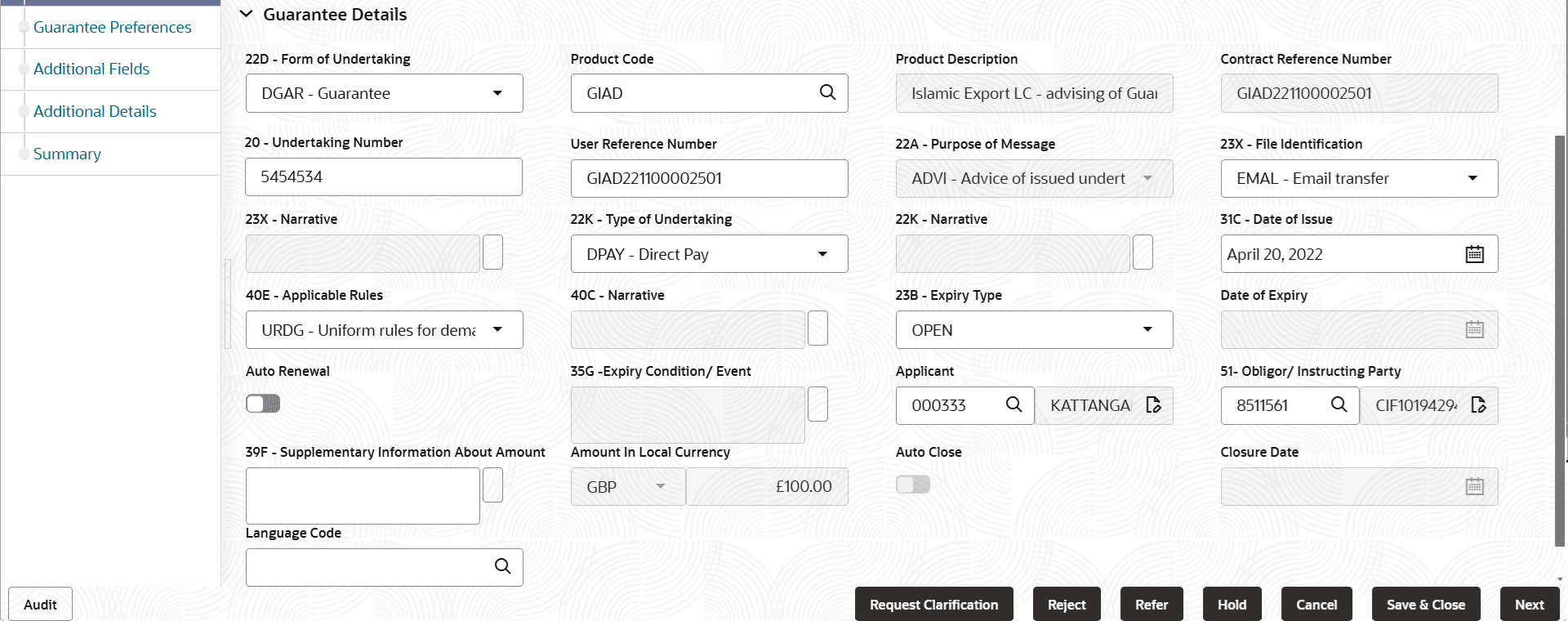 Description of scrutinymainguaranteedetails.png follows