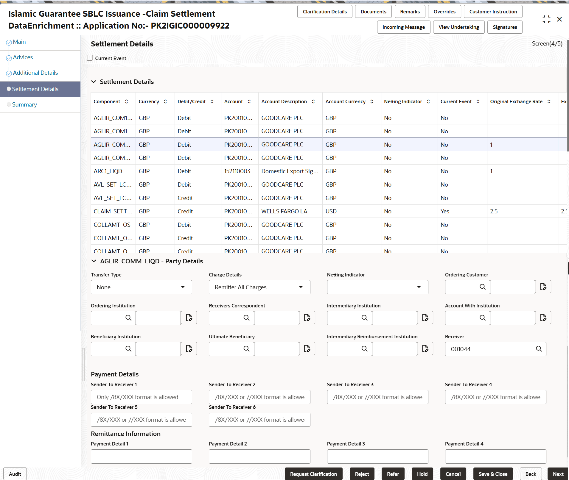 Description of desettlementdetails.png follows Description of desettlementdetails.png follows