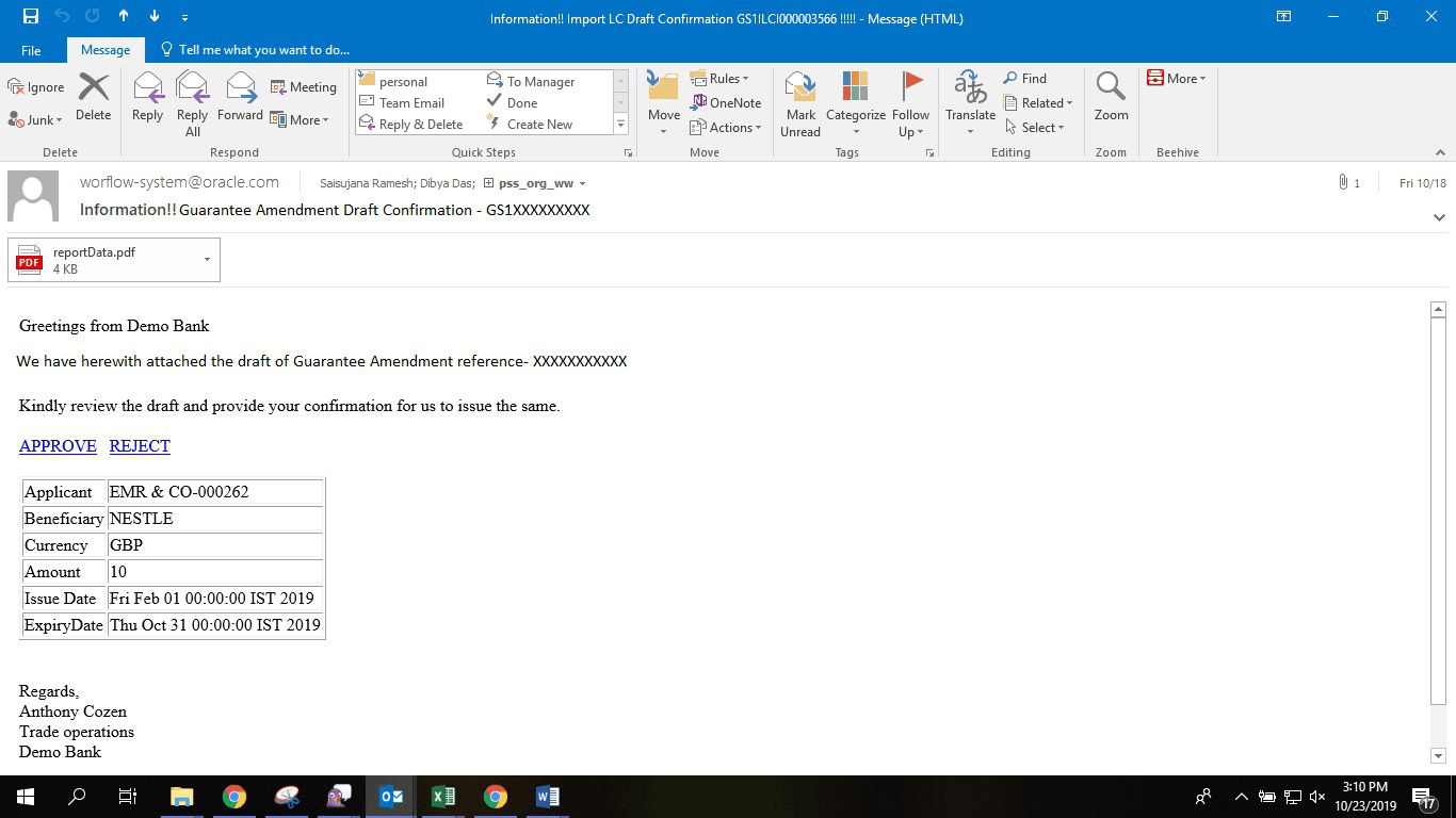 Draft mail to customer