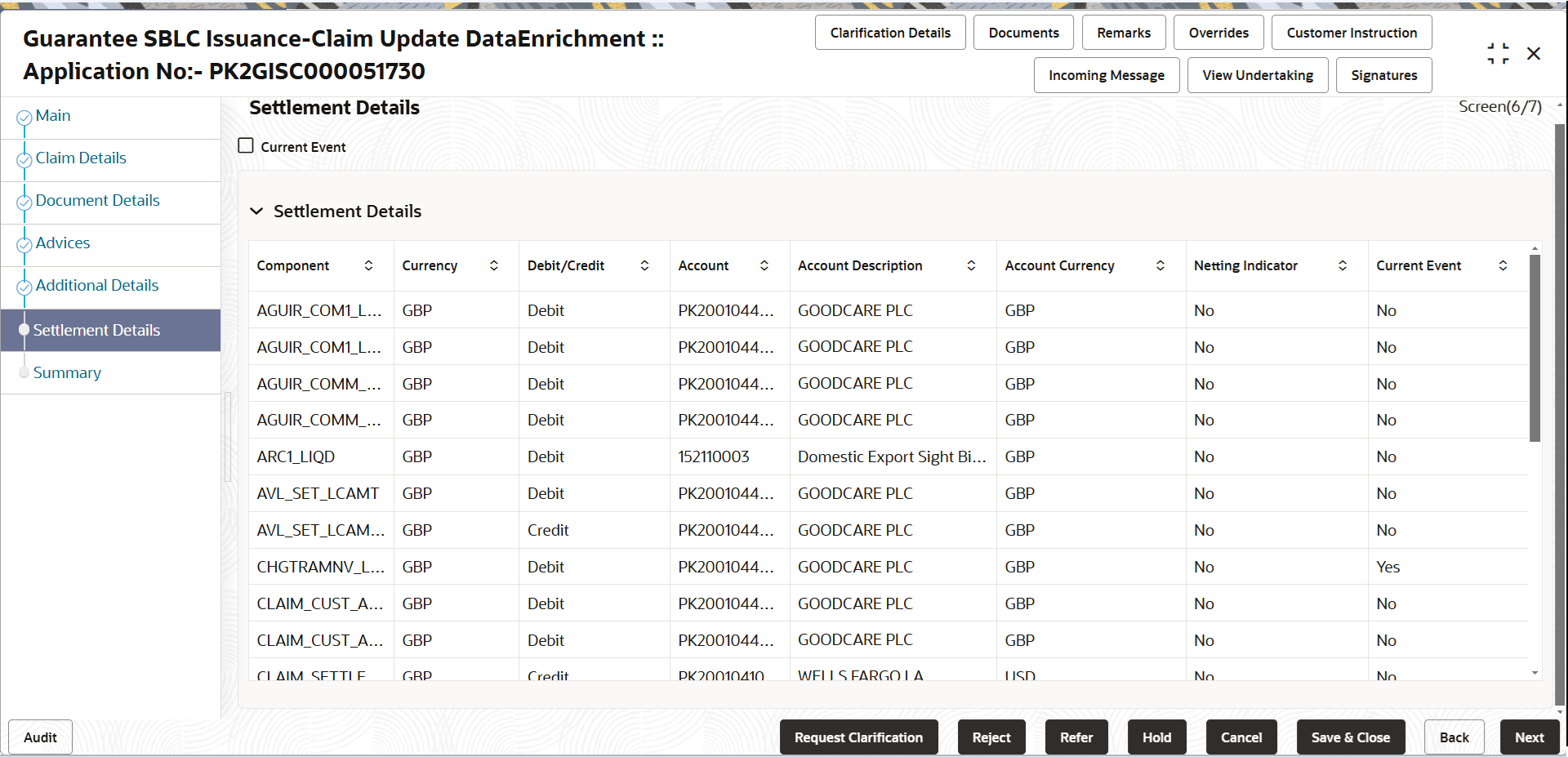 Description of desettlementdetails.png follows Description of desettlementdetails.png follows