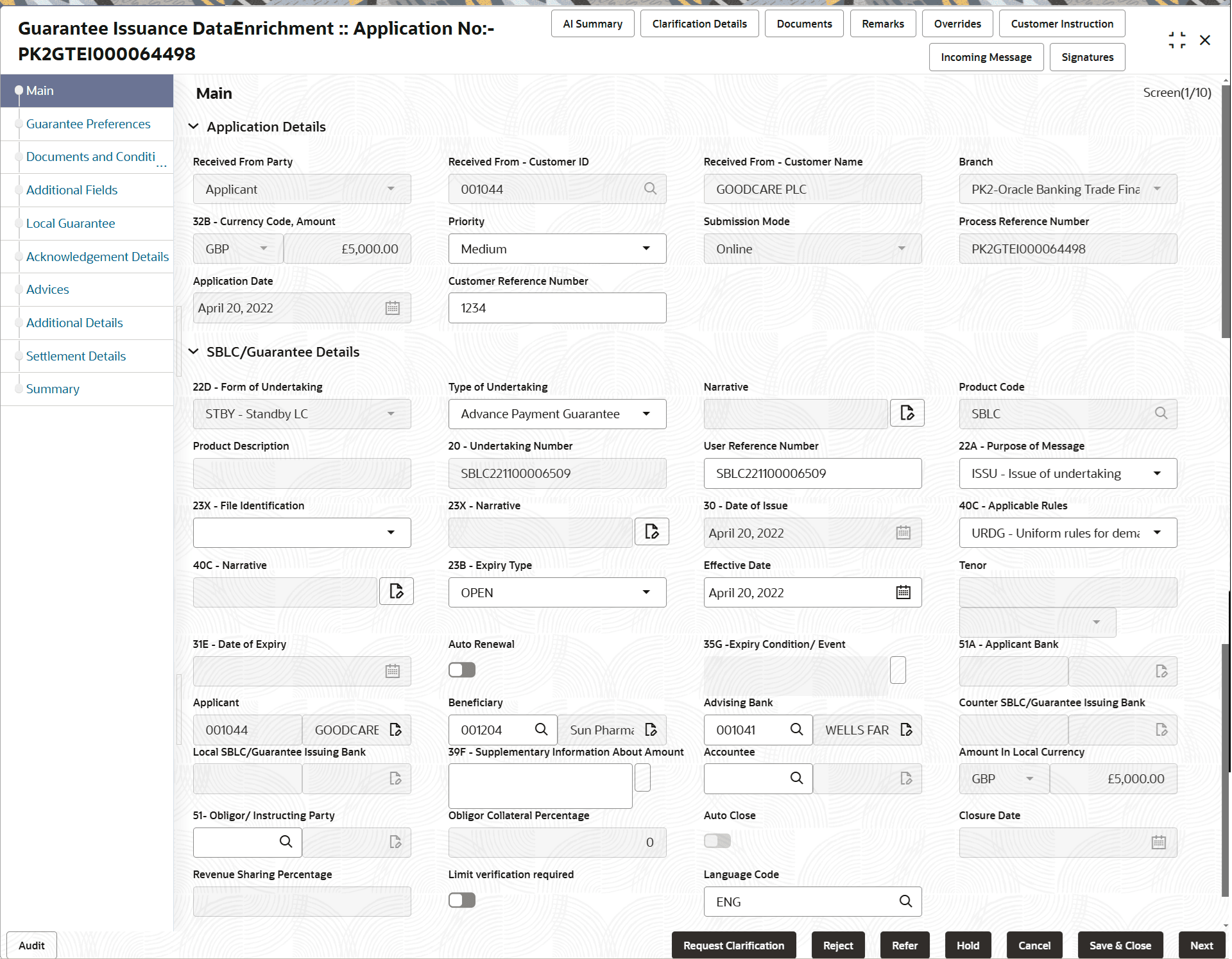 Description of demainapplicationdetails.png follows