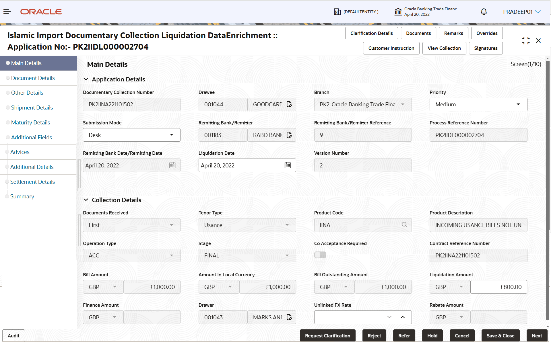 Description of demainapplicationdetails.png follows
