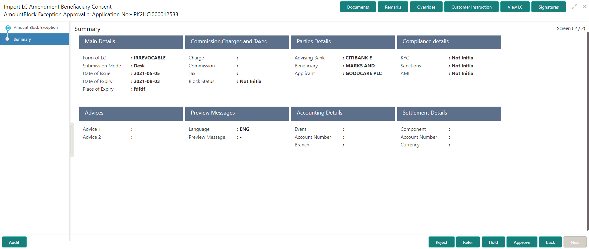 Description of amountblockexceptionsummary.png follows Description of amountblockexceptionsummary.png follows