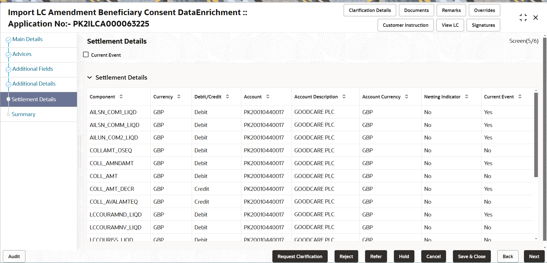 Description of desettlementdetails.png follows Description of desettlementdetails.png follows