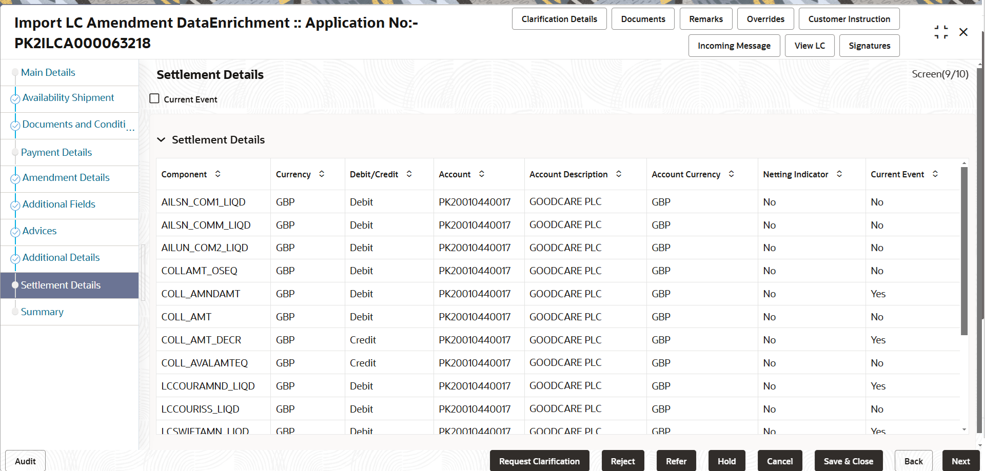 Description of desettlementdetails.png follows Description of desettlementdetails.png follows