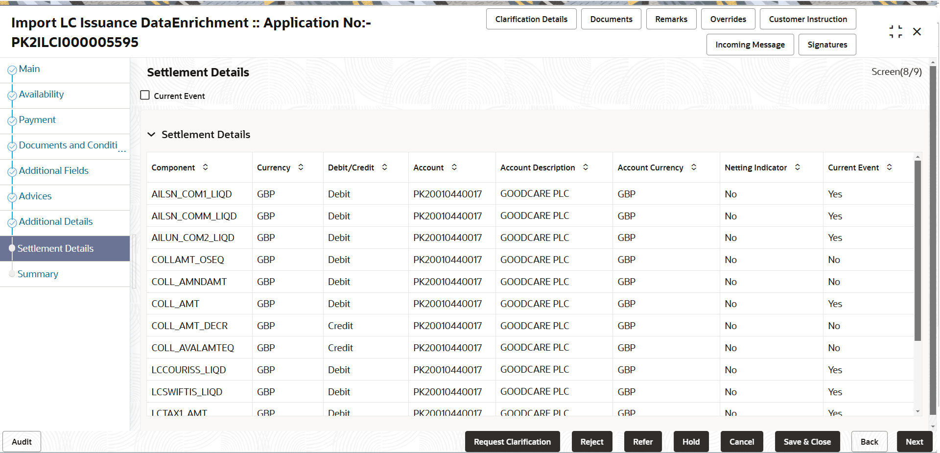 Description of desettlementdetails.png follows Description of desettlementdetails.png follows