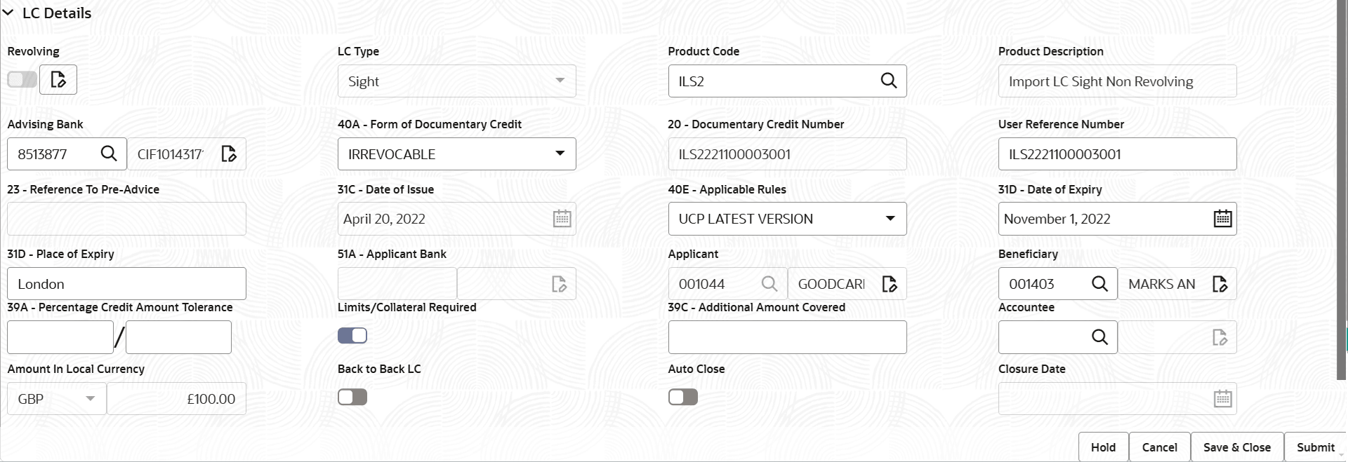Description of registrationlcdetails.png follows