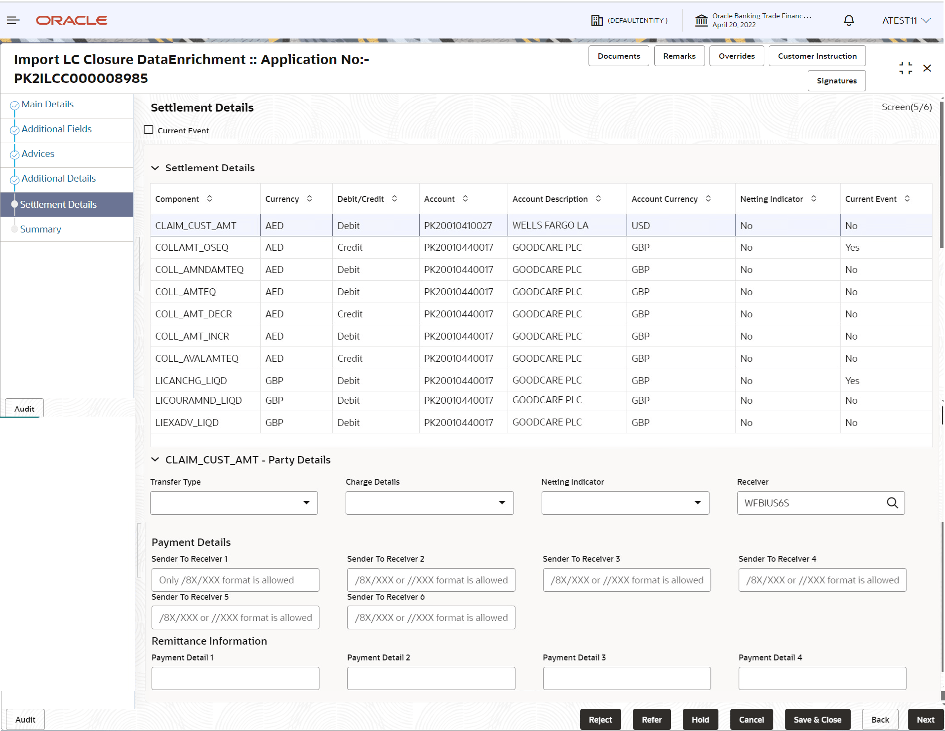 Description of desettlementdetails.png follows Description of desettlementdetails.png follows
