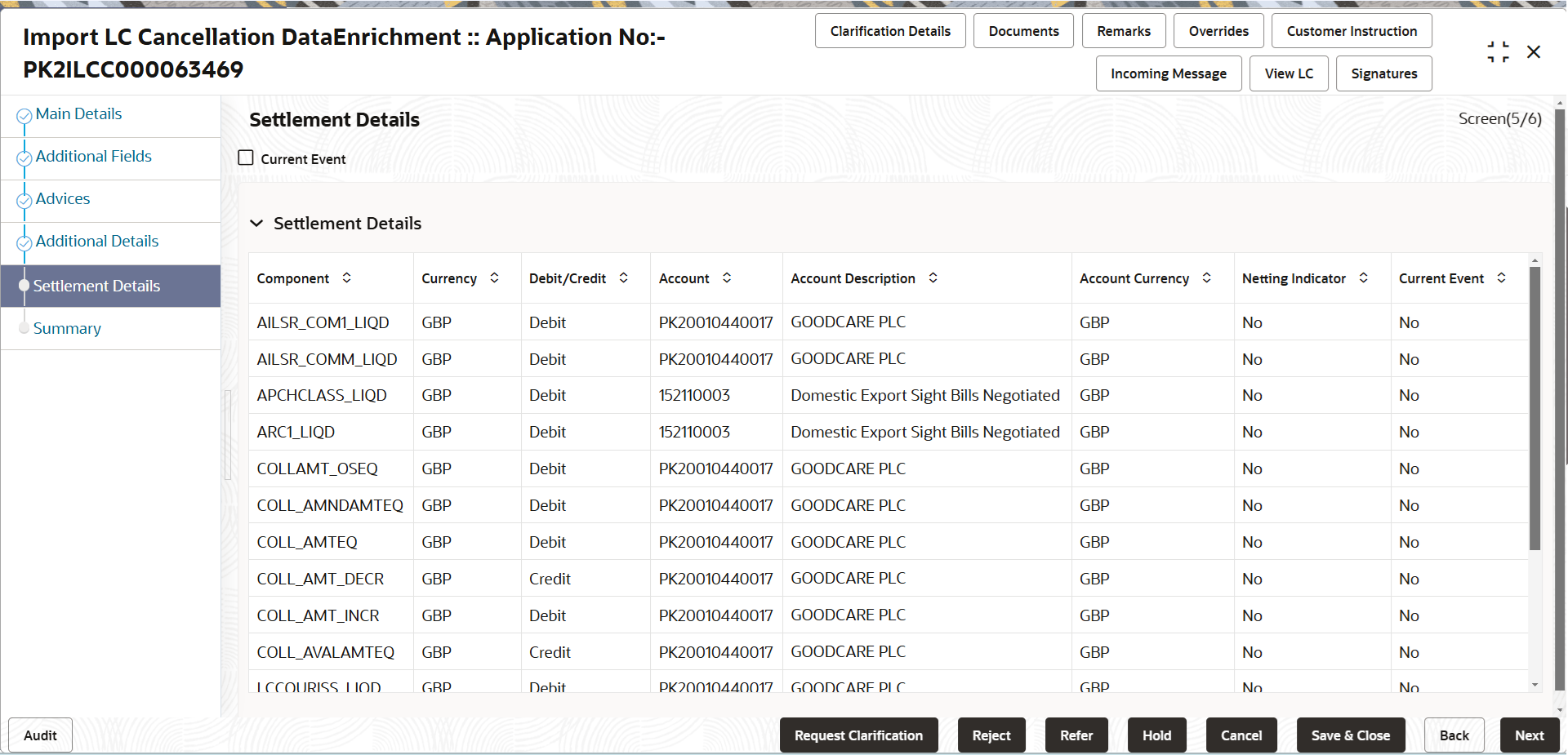 Description of desettlementdetails.png follows Description of desettlementdetails.png follows