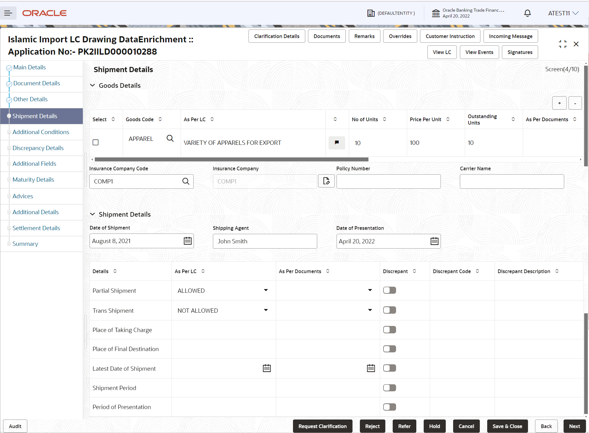 Description of deshipmentdetails.png follows