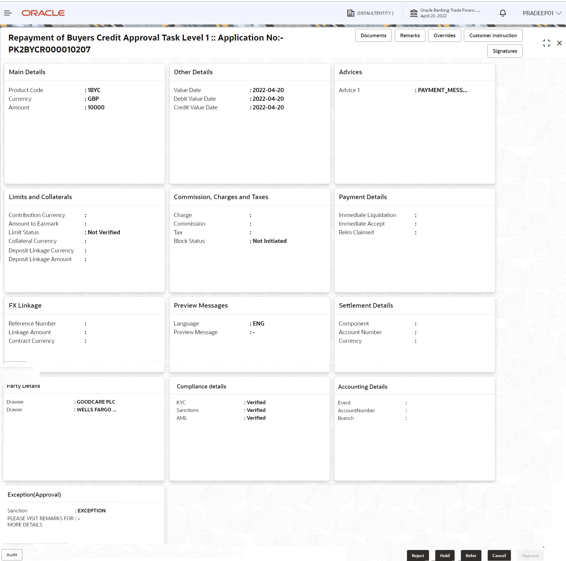 Description of approvalsummary.png follows