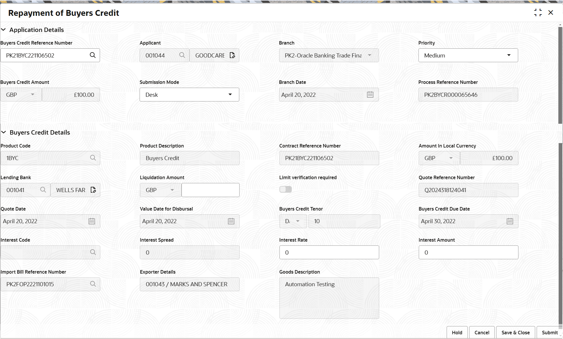 Description of registrationapplicationdetails.png follows Description of registrationapplicationdetails.png follows
