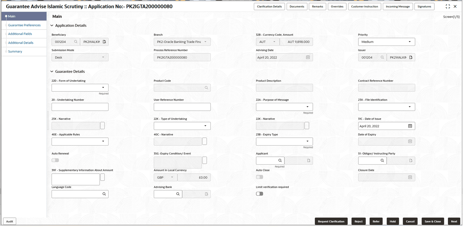 Description of scrutinymainapplicationdetails.png follows