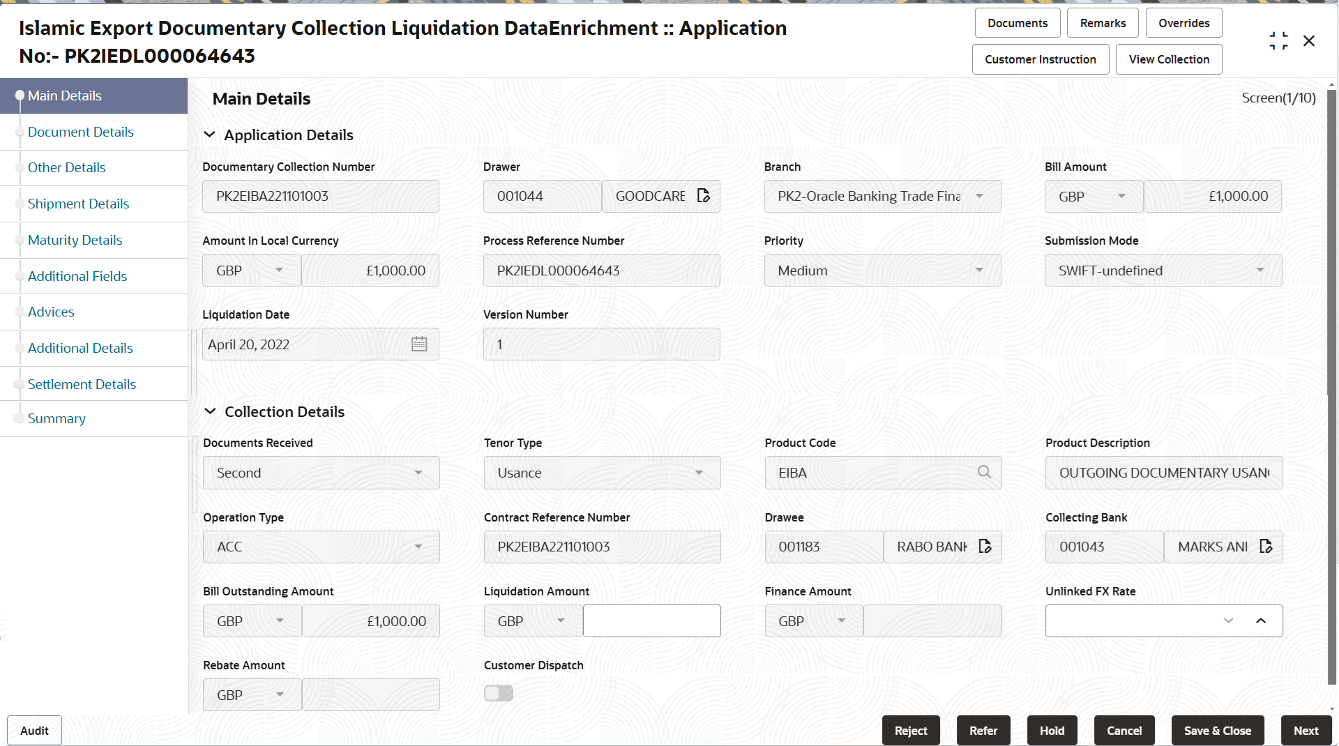 Description of demainapplicationdetails.png follows