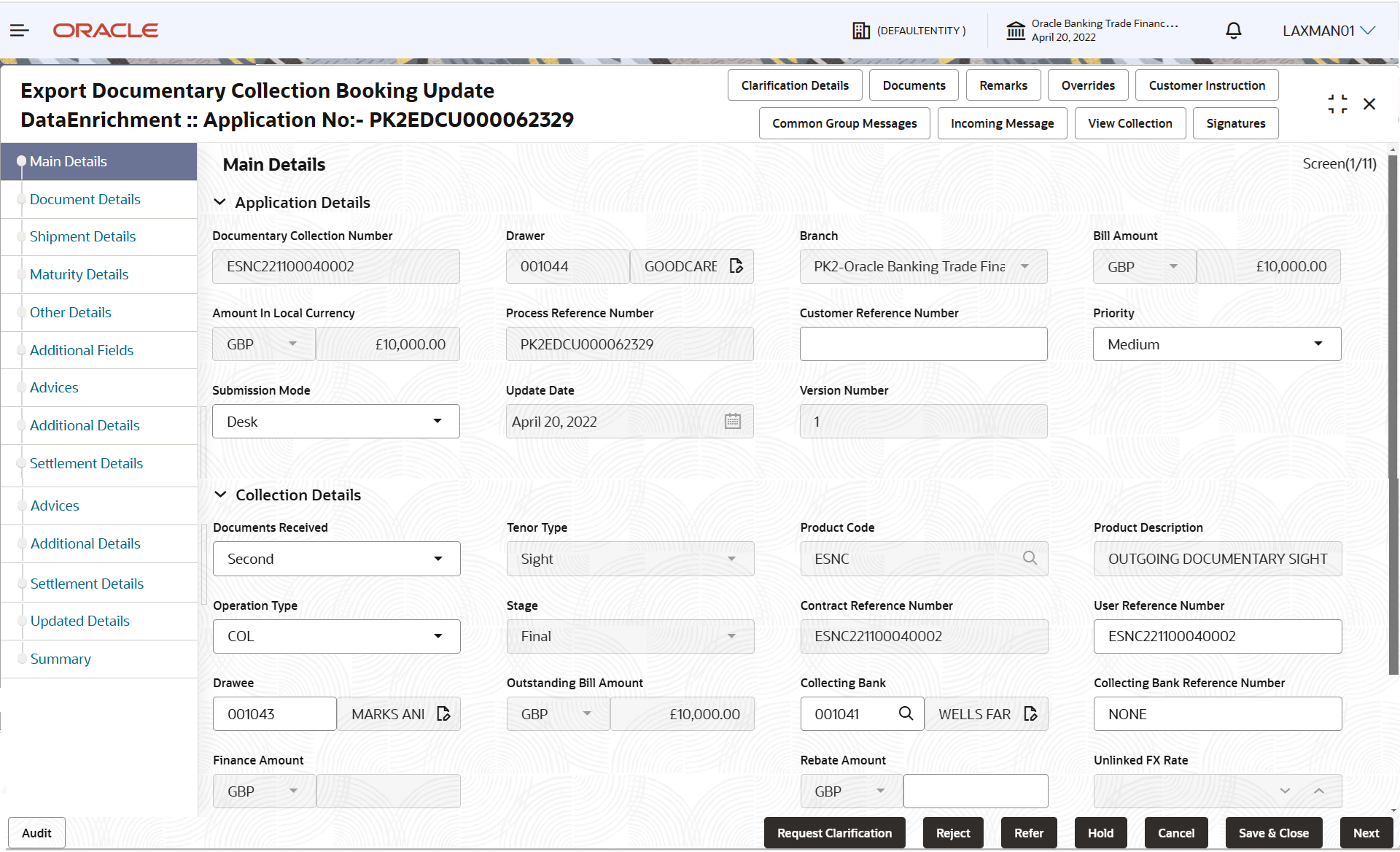 Description of demainapplicationdetails.png follows