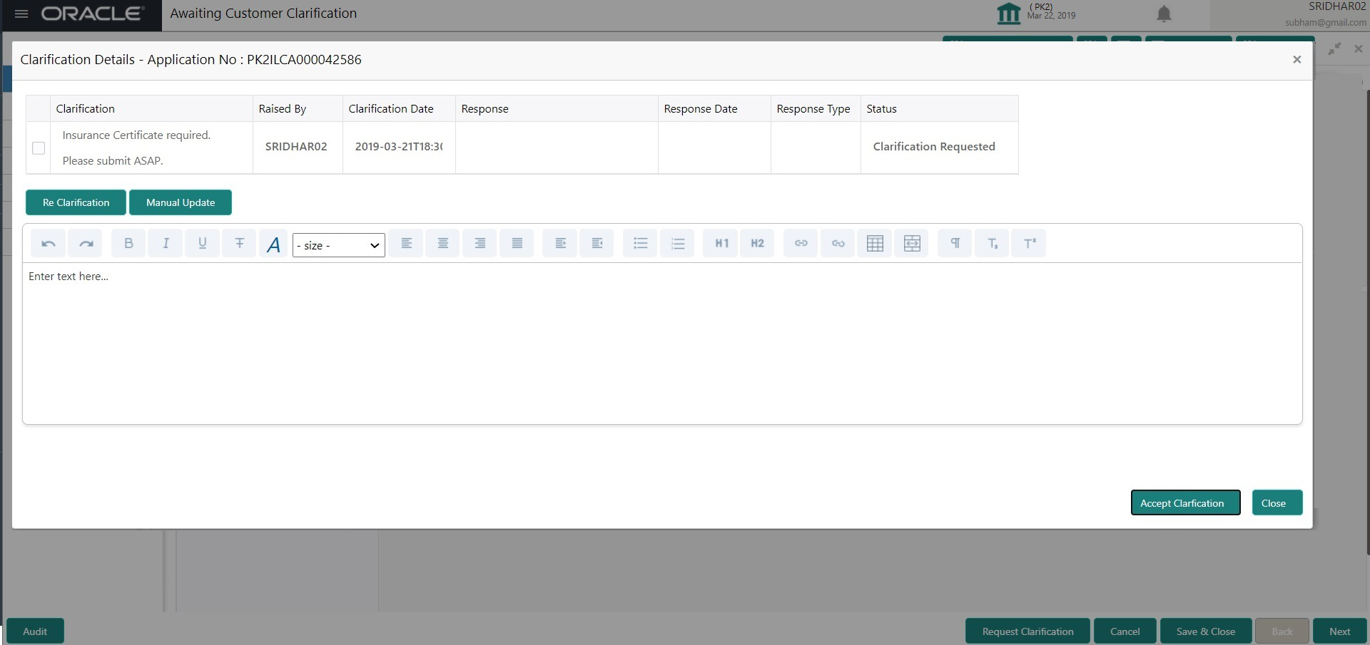 Accept Clarification Accept Clarification