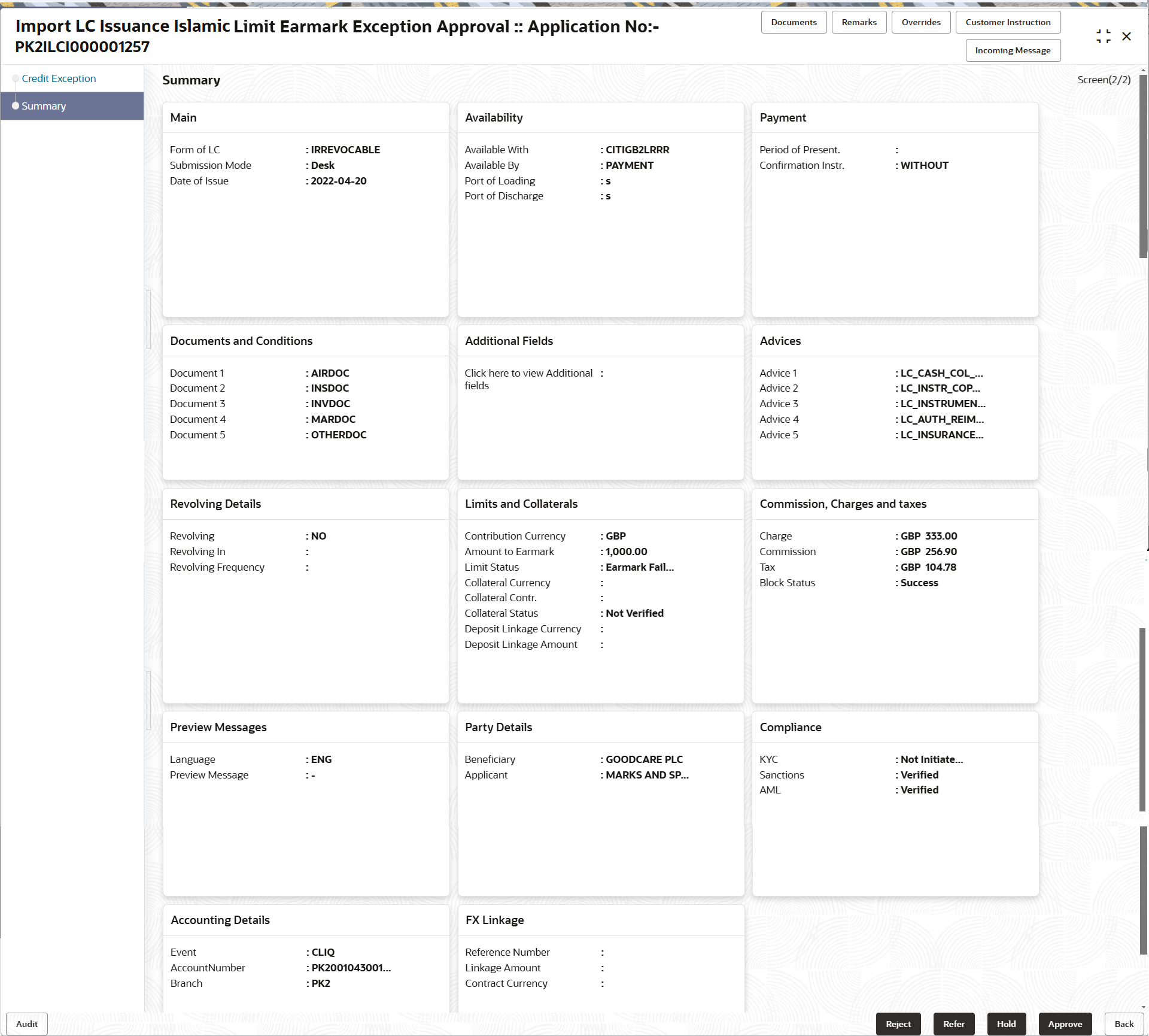 Description of limitearmarkexceptionsummary-1.png follows Description of limitearmarkexceptionsummary-1.png follows