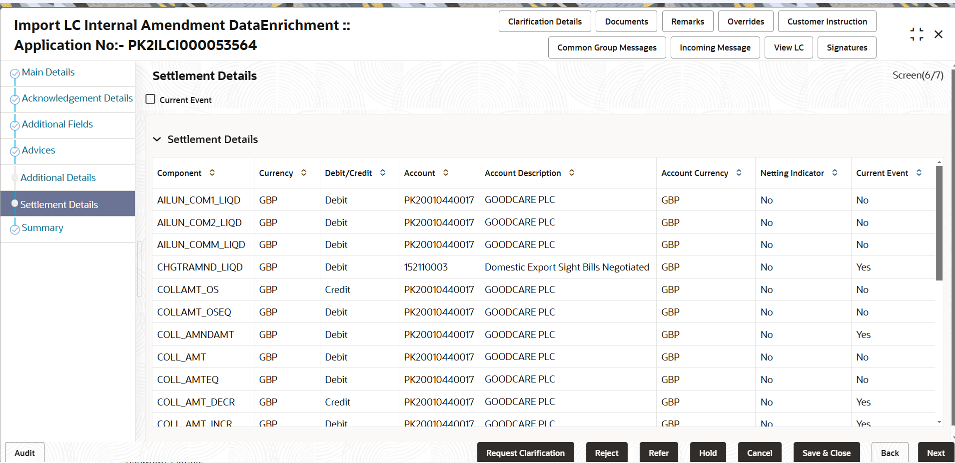 Description of desettlementdetails.png follows