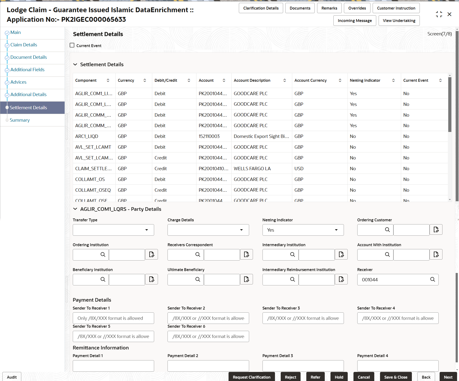Description of desettlementdetails.png follows Description of desettlementdetails.png follows