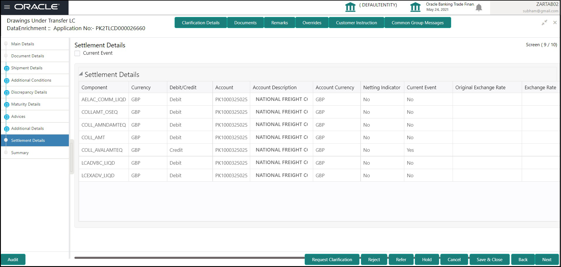 Description of desettlementdetails.png follows Description of desettlementdetails.png follows