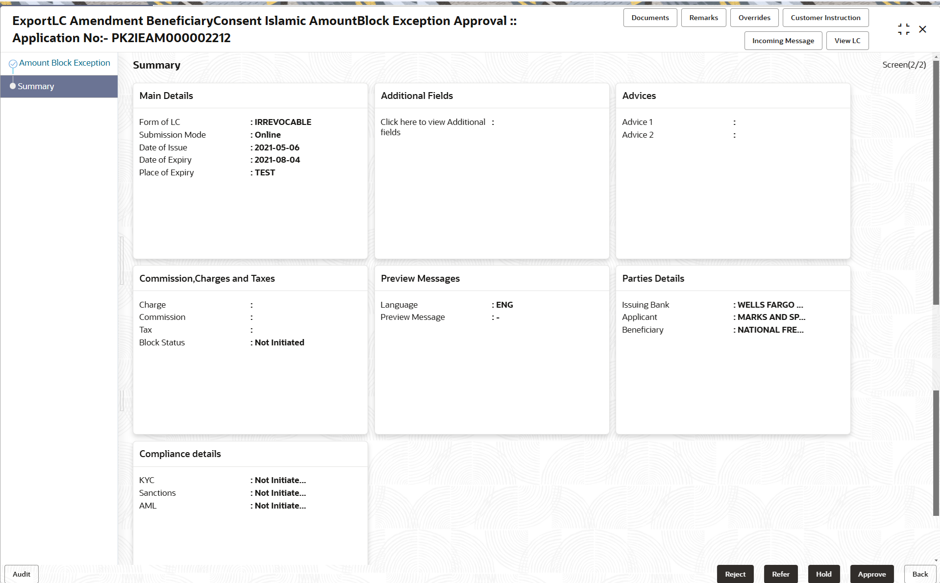 Description of amountblockexceptionsummary.png follows Description of amountblockexceptionsummary.png follows
