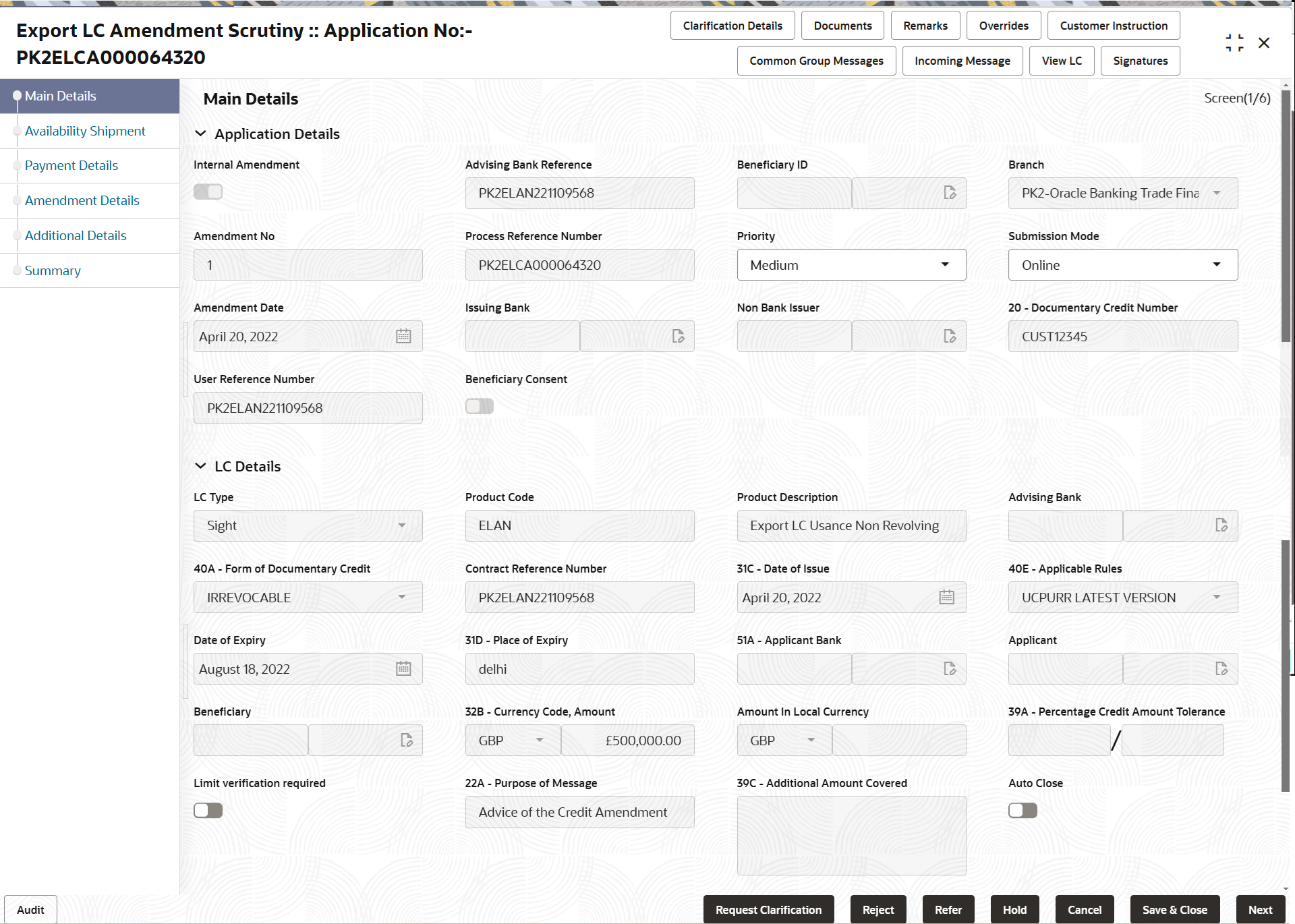 Description of scrutinymainapplicationdetails.png follows Description of scrutinymainapplicationdetails.png follows