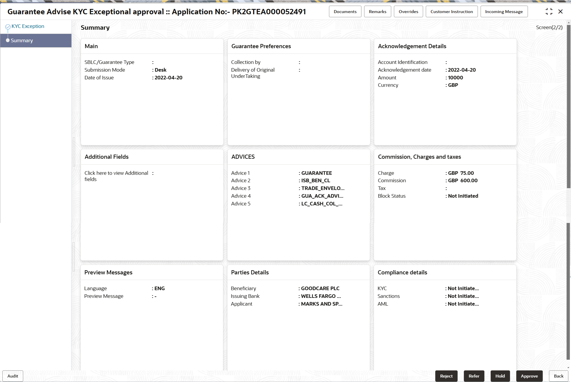 Exception - Know Your Customer (KYC) Summary Exception - Know Your Customer (KYC) Summary