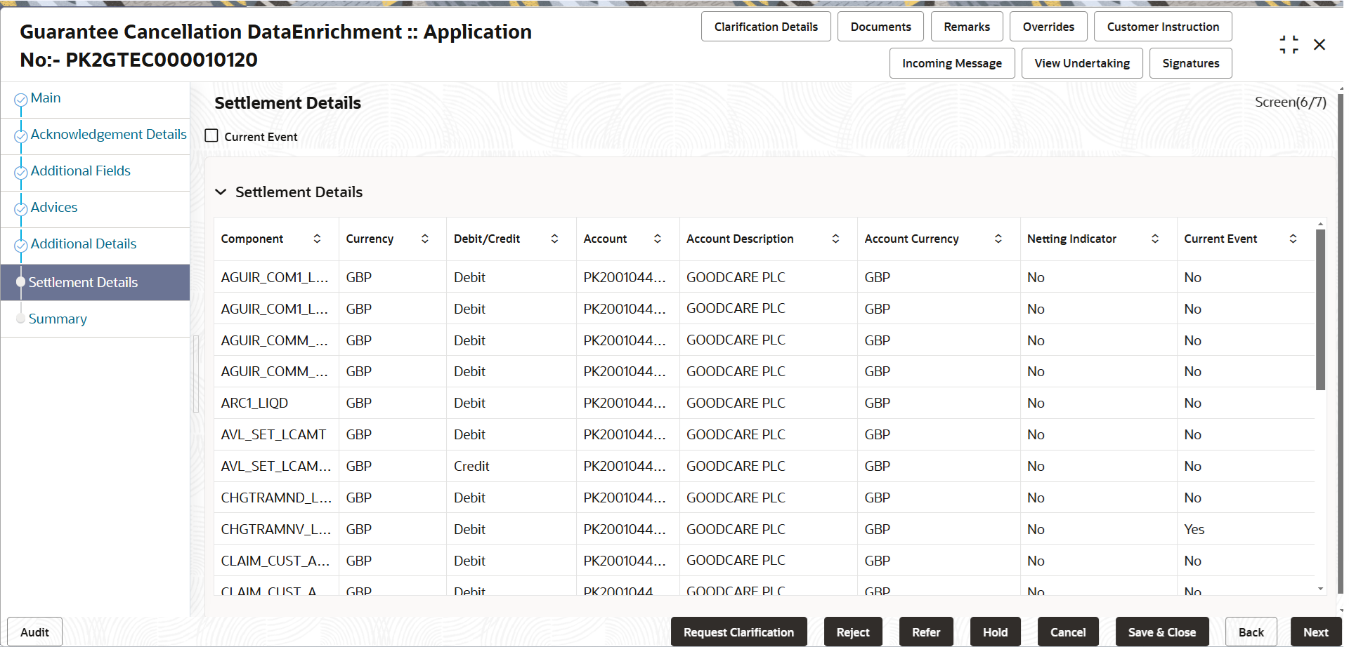 Description of desettlementdetails.png follows Description of desettlementdetails.png follows