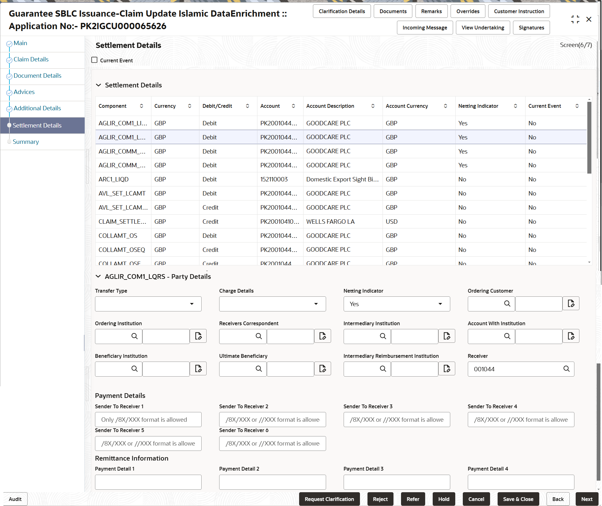 Description of desettlementdetails.png follows Description of desettlementdetails.png follows