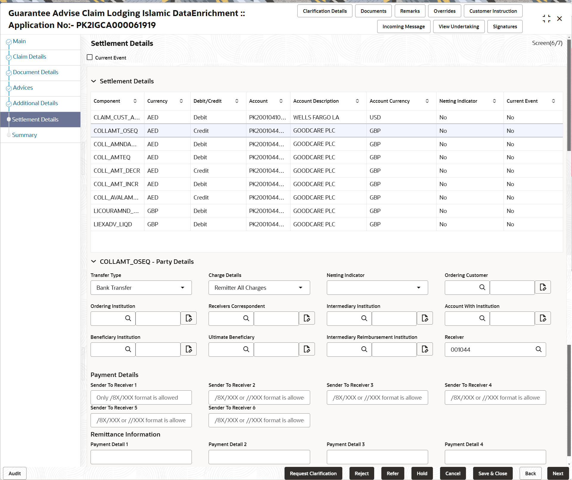 Description of desettlementdetails.png follows Description of desettlementdetails.png follows
