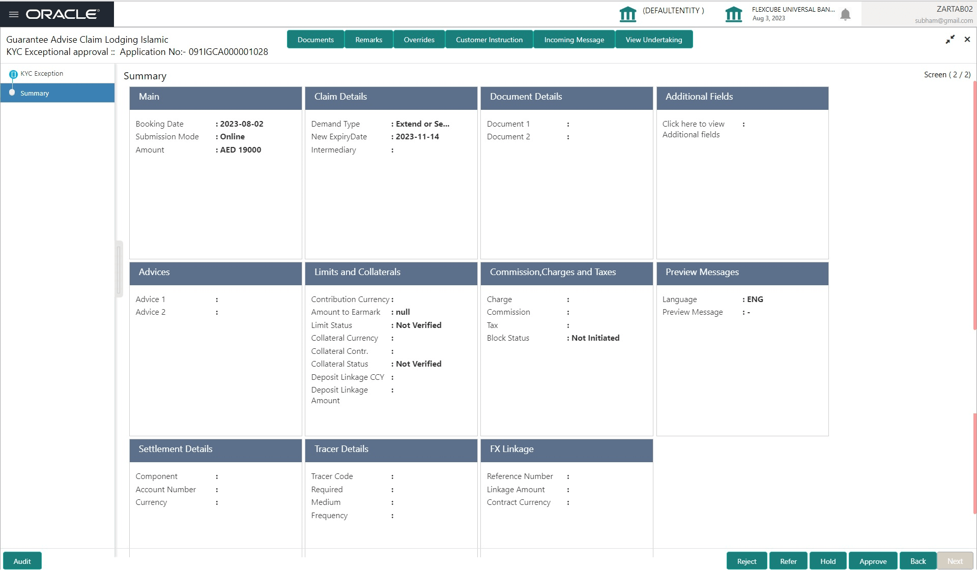 Description of kycexceptionsummry.png follows Description of kycexceptionsummry.png follows