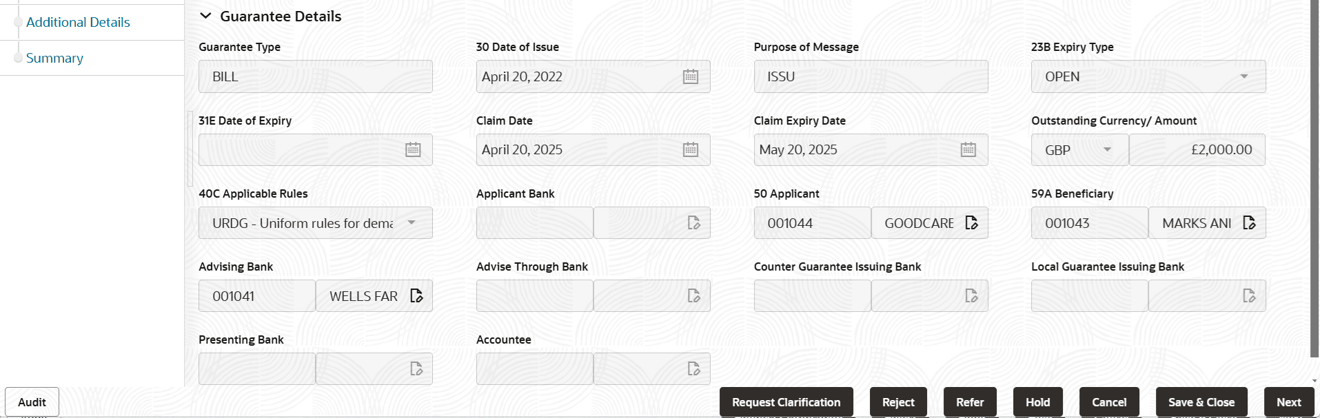 Description of scrutinymainguaranteedetails.png follows