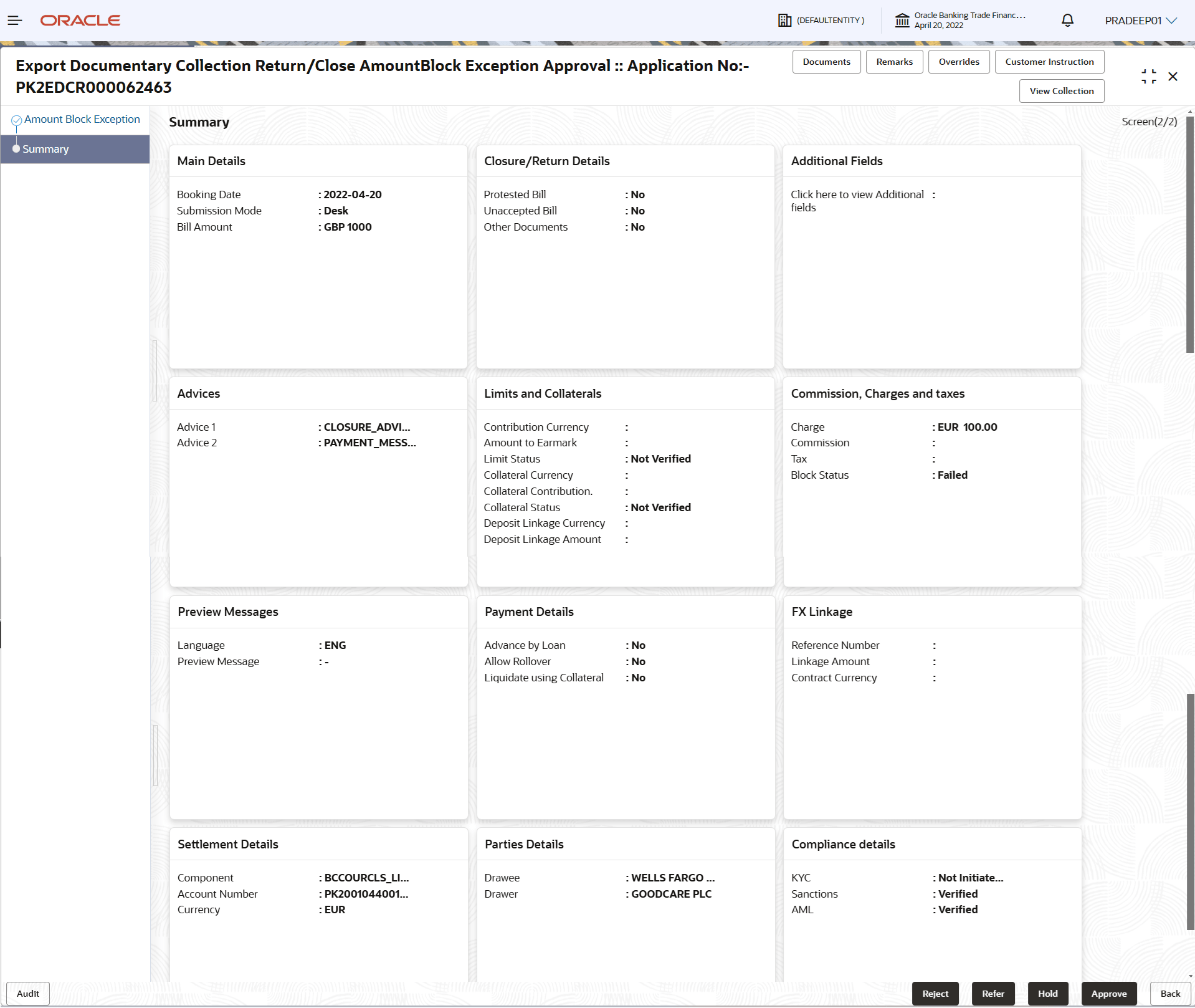 Description of amountblockexceptionsummary.png follows Description of amountblockexceptionsummary.png follows