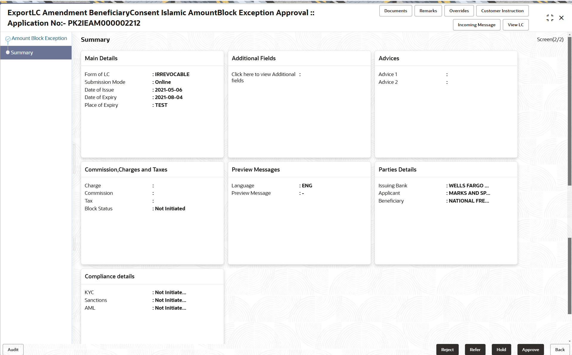 Description of amountblockexceptionsummary.png follows Description of amountblockexceptionsummary.png follows