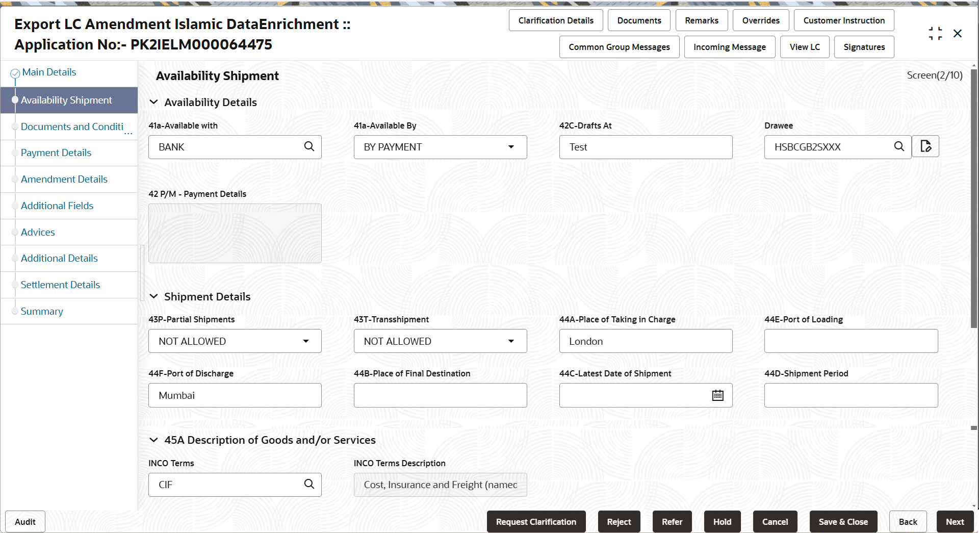 Description of deavailabilityshipment.png follows Description of deavailabilityshipment.png follows