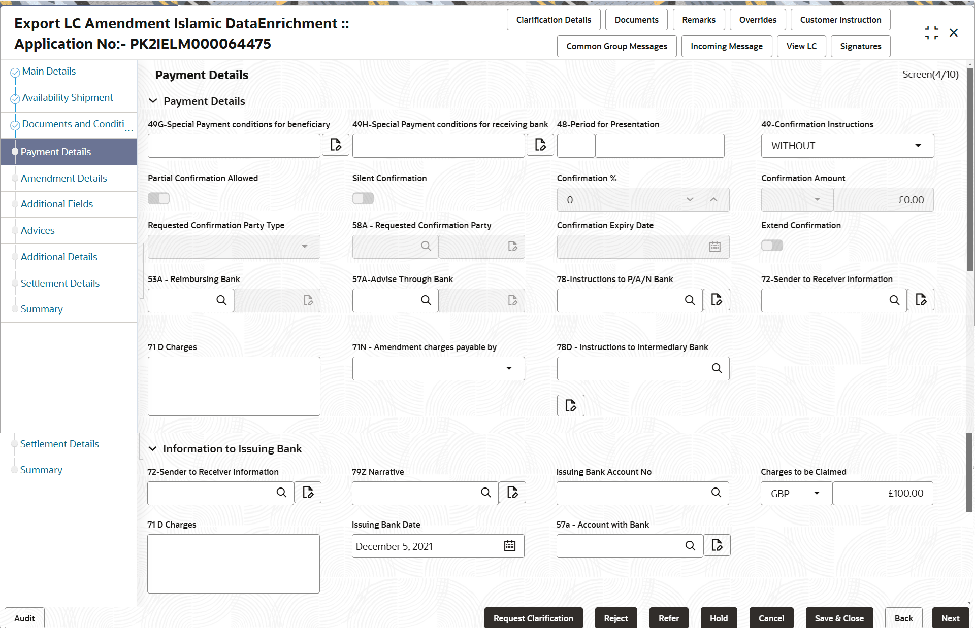 Description of depaymentdetails.png follows