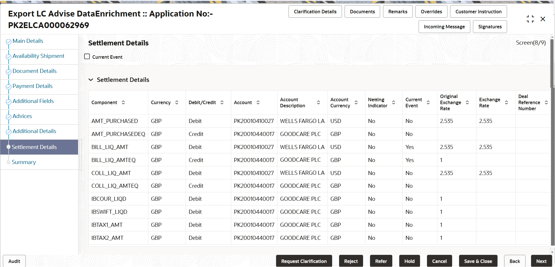 Description of desettlementdetails.png follows Description of desettlementdetails.png follows