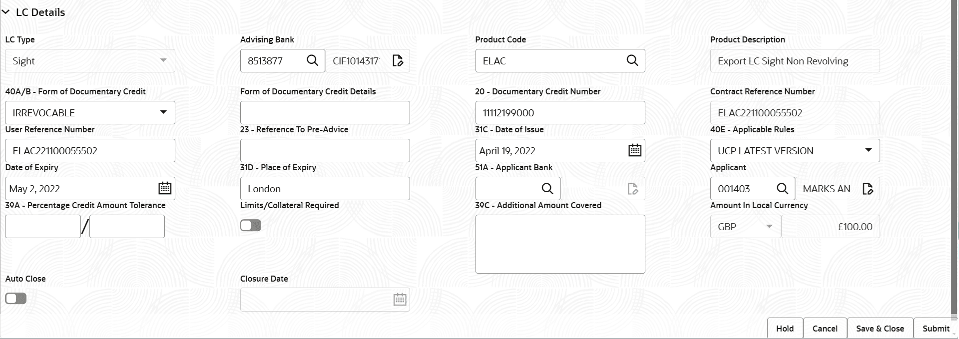 Description of registrationlcdetails.png follows Description of registrationlcdetails.png follows