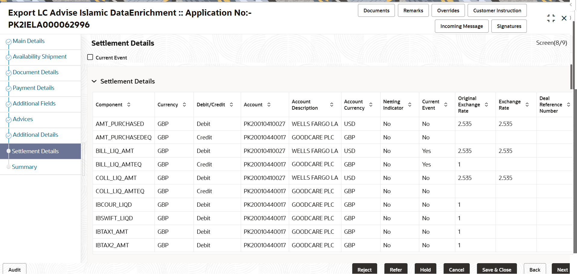 Description of desettlementdetails.png follows