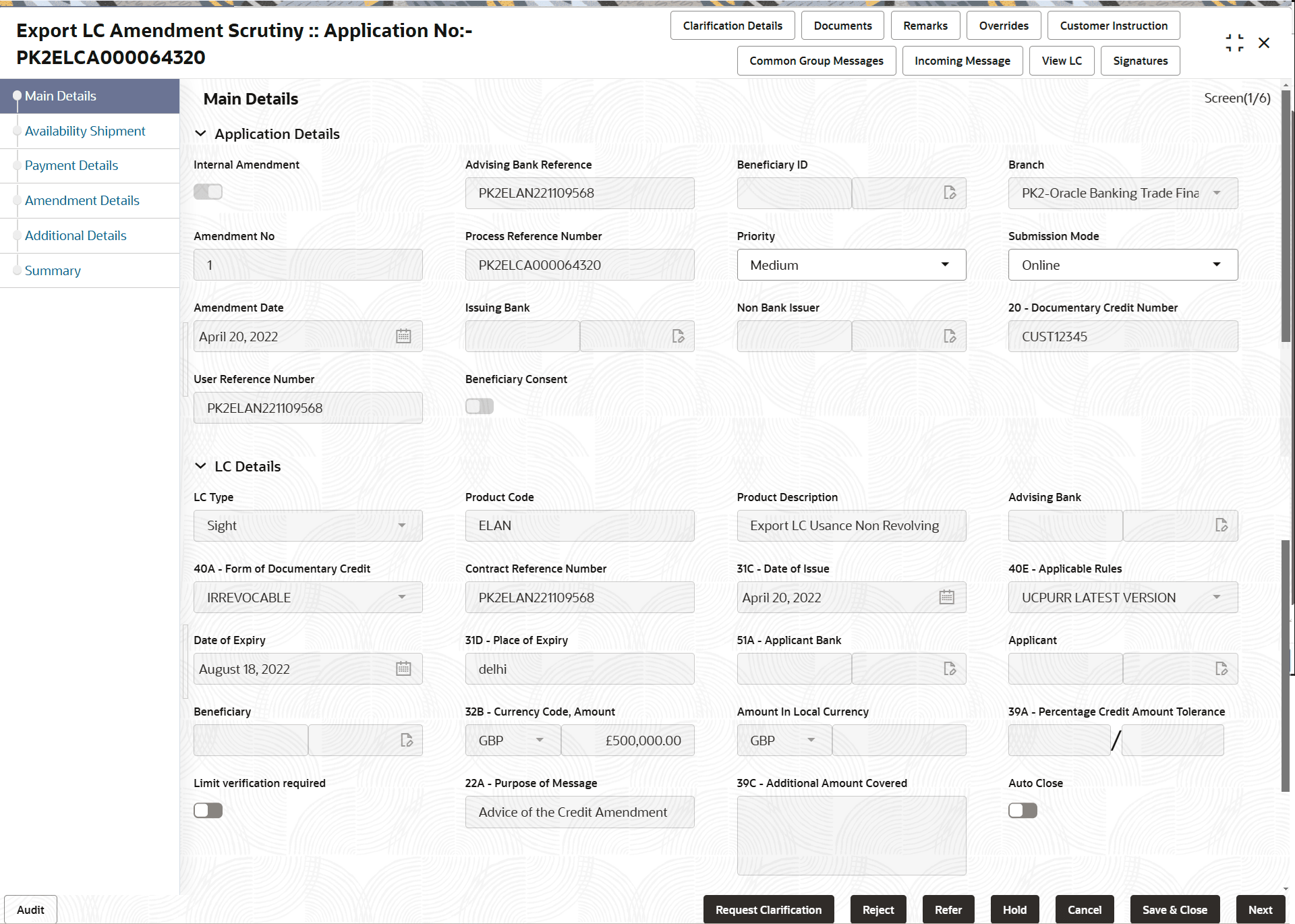 Description of scrutinymainapplicationdetails.png follows Description of scrutinymainapplicationdetails.png follows