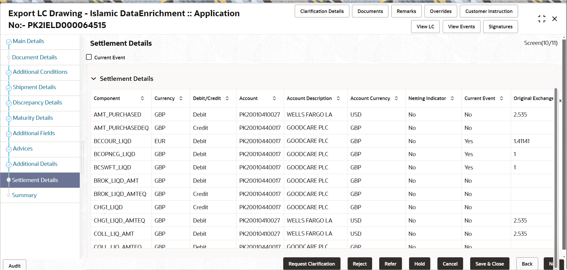 Description of desettlementdetails.png follows Description of desettlementdetails.png follows