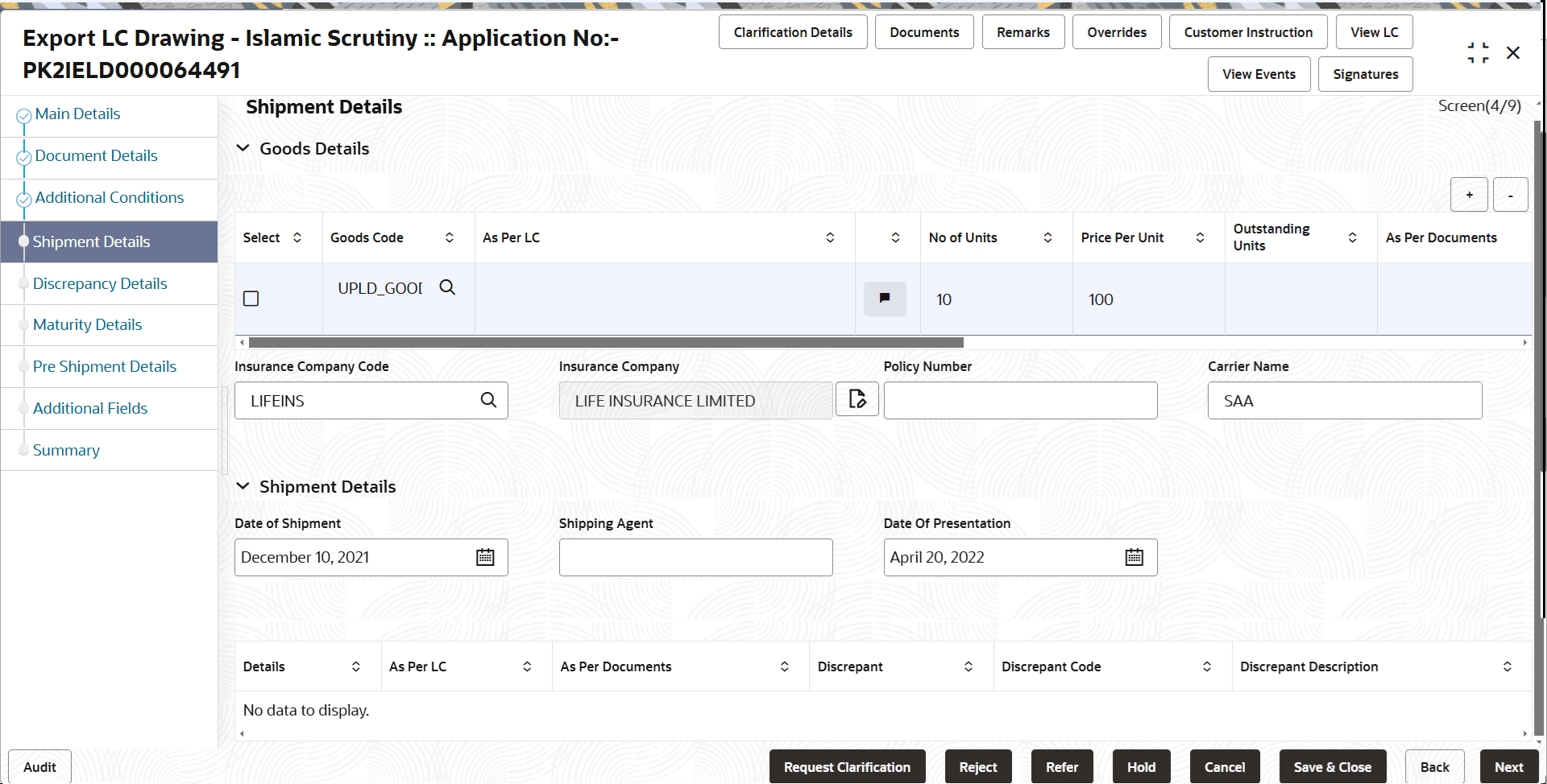 Description of scrutinyshipmentdetails.png follows Description of scrutinyshipmentdetails.png follows