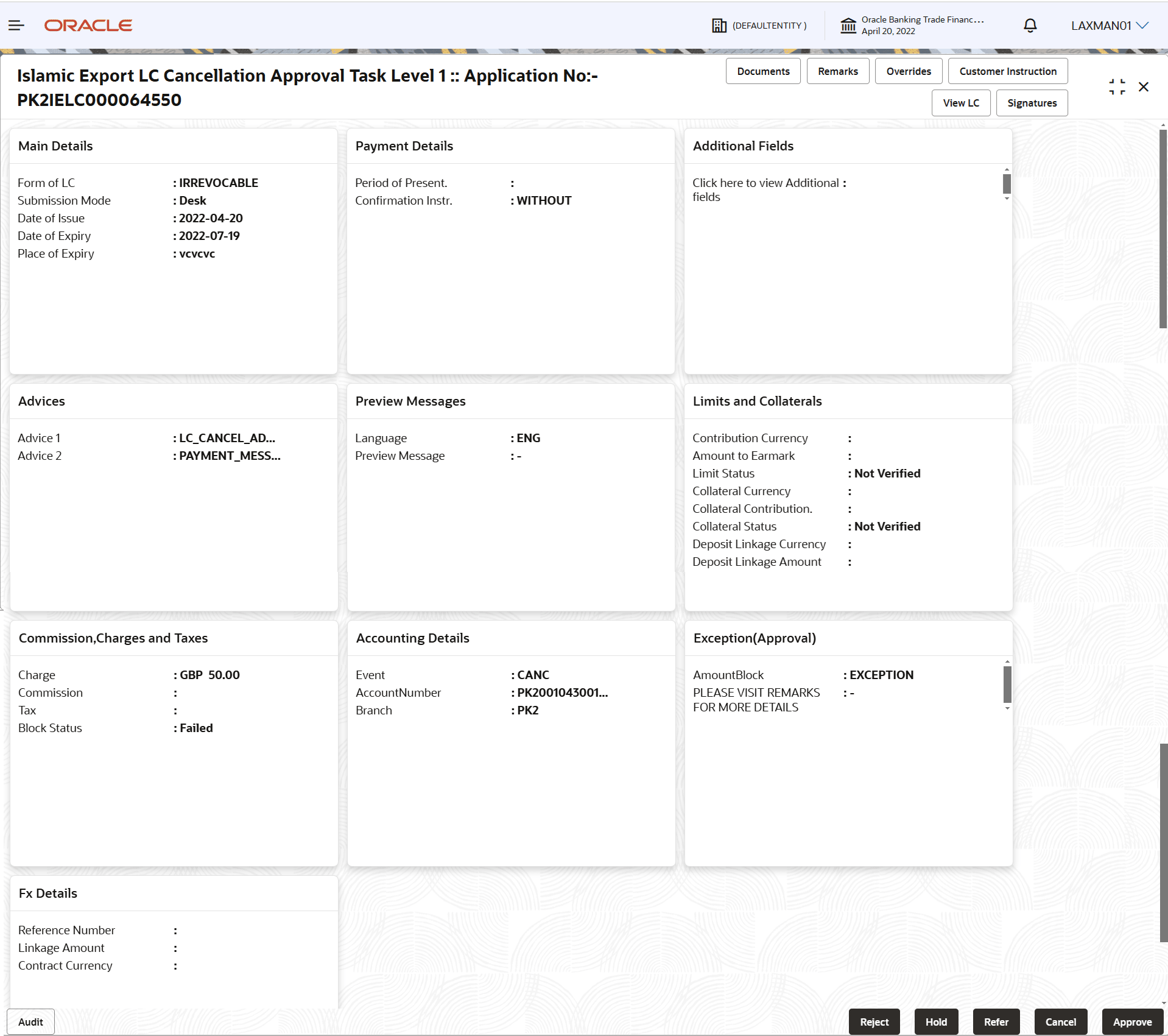 Description of approvalsummary.png follows
