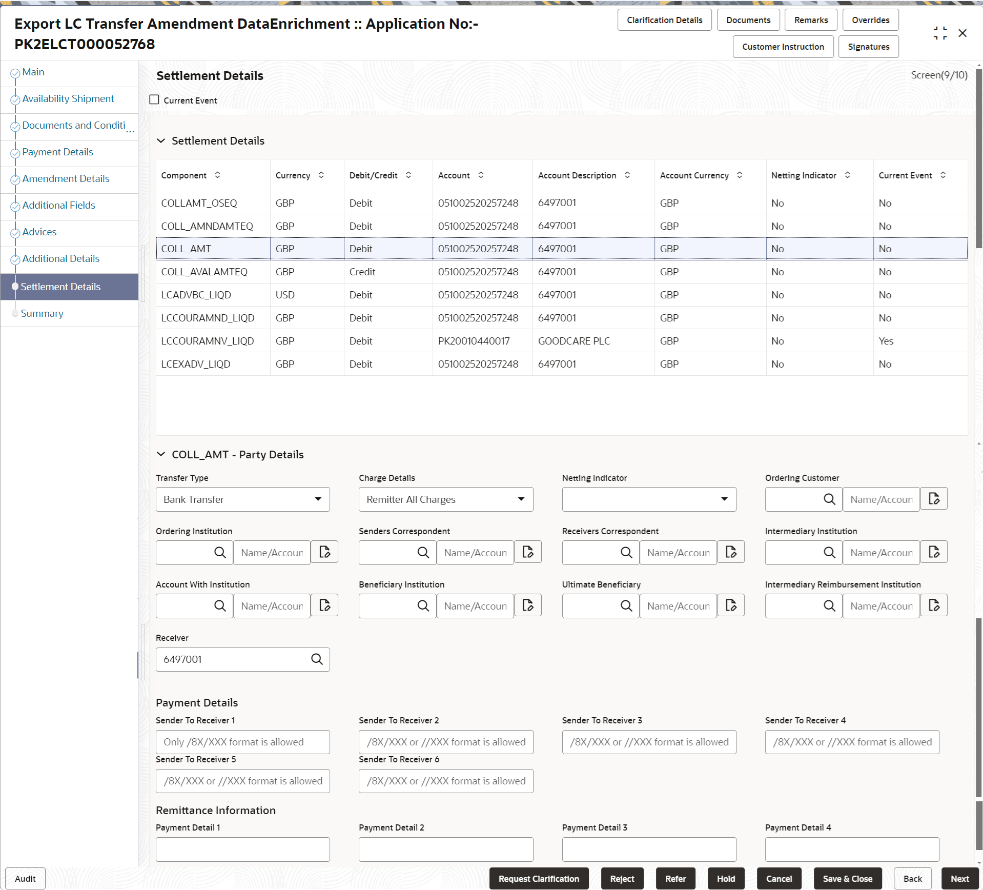 Description of desettlementdetails.png follows Description of desettlementdetails.png follows