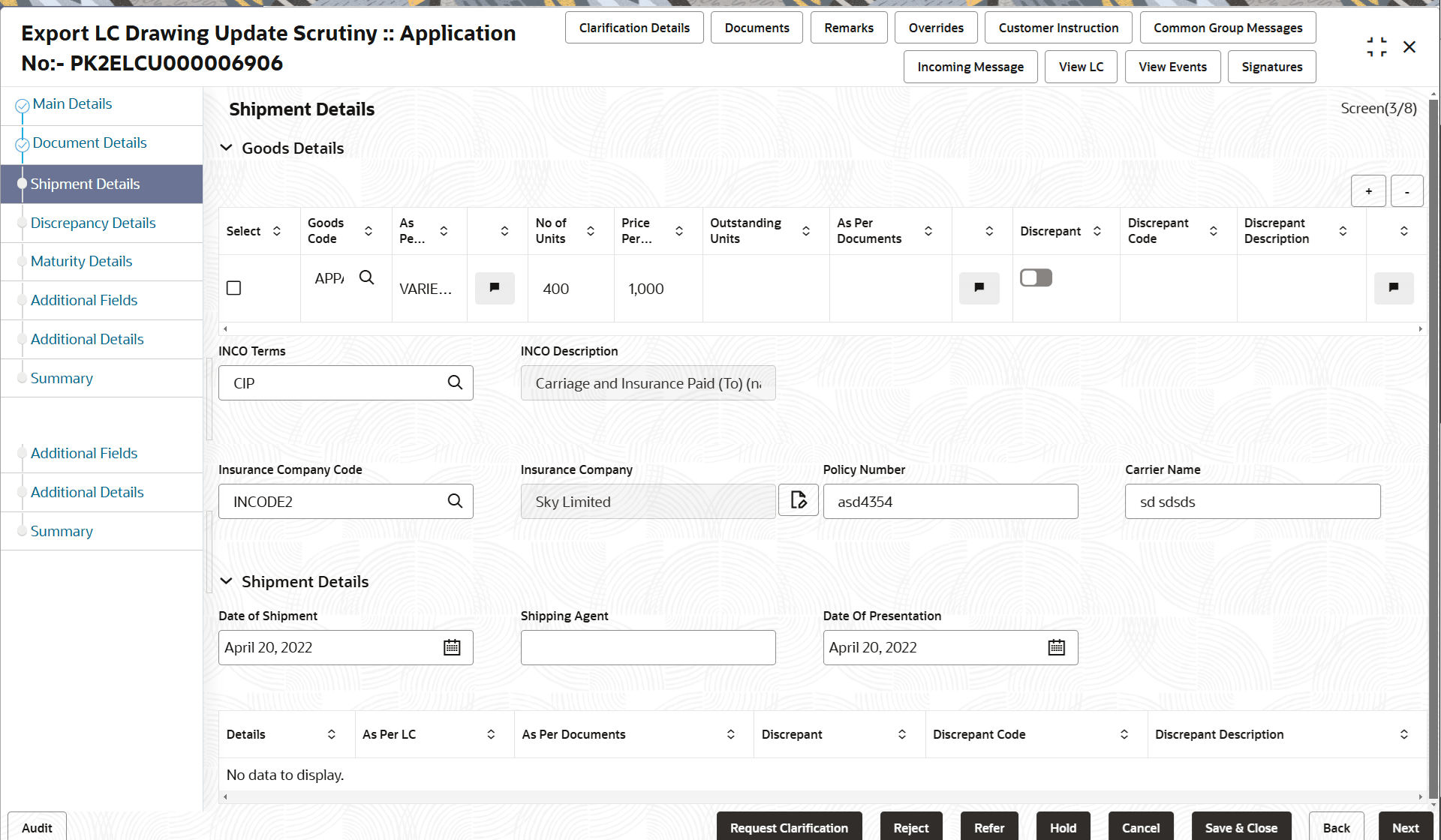 Description of scrutinyshipmentdetails.png follows Description of scrutinyshipmentdetails.png follows