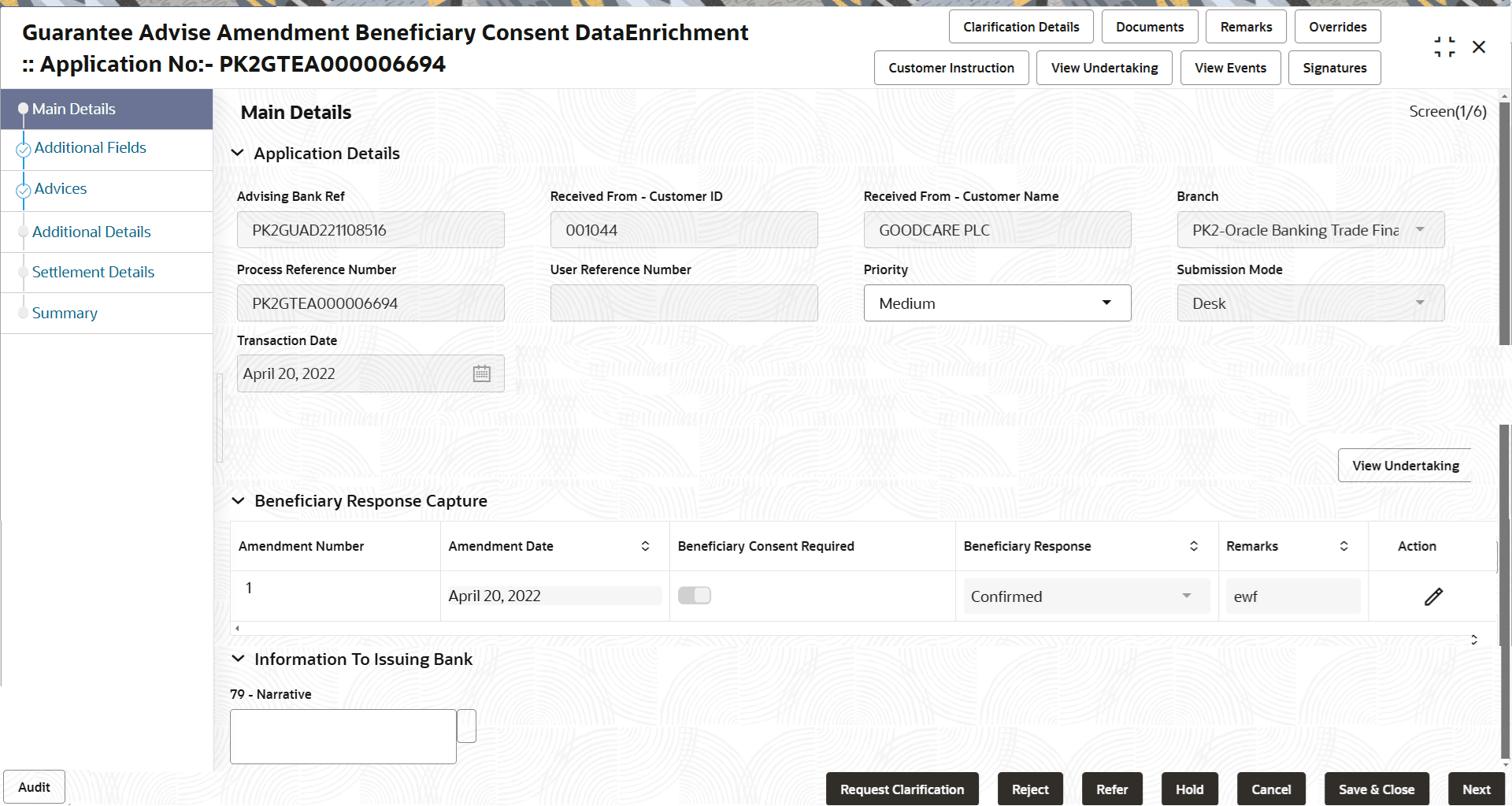 Description of demainapplicationdetails.png follows