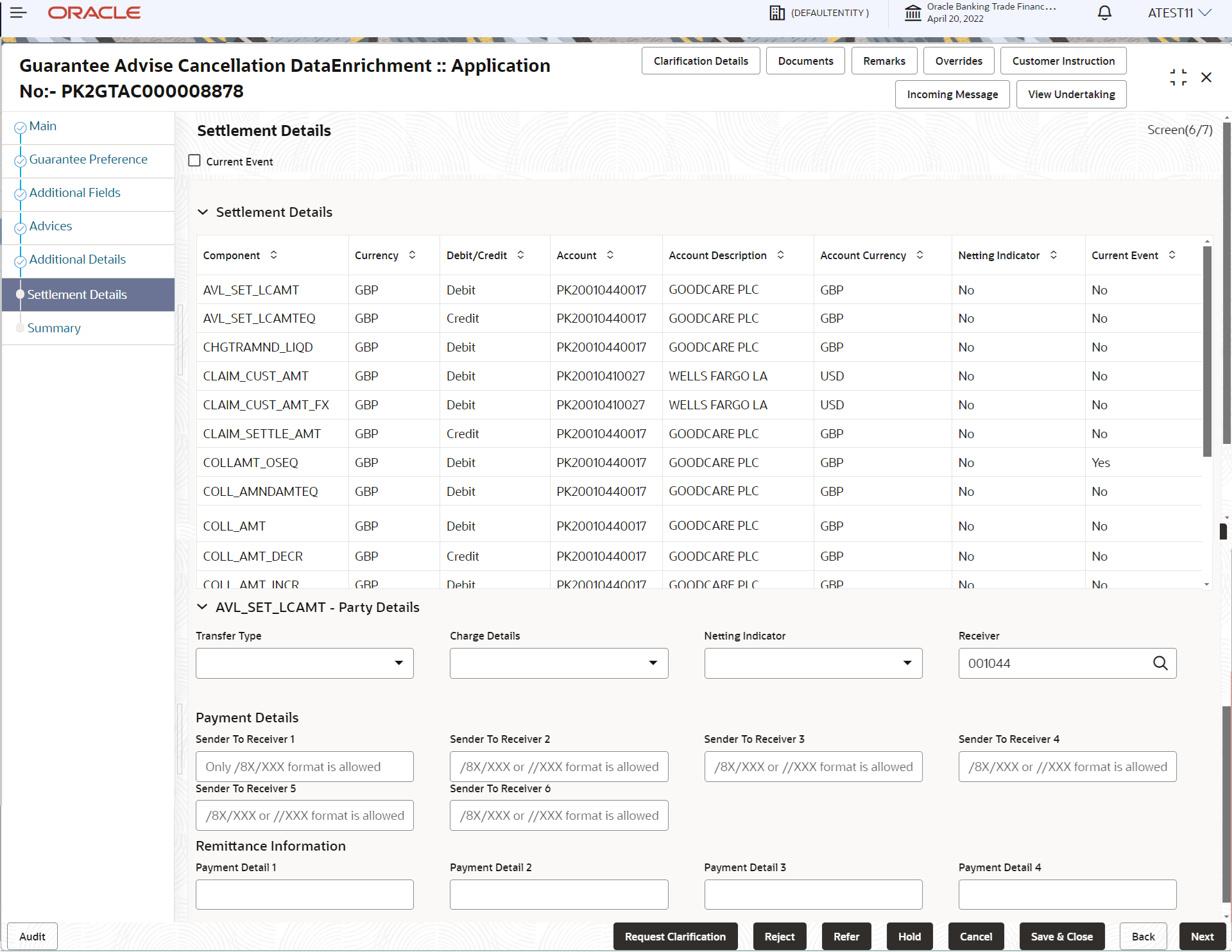 Description of desettlementdetails.png follows Description of desettlementdetails.png follows