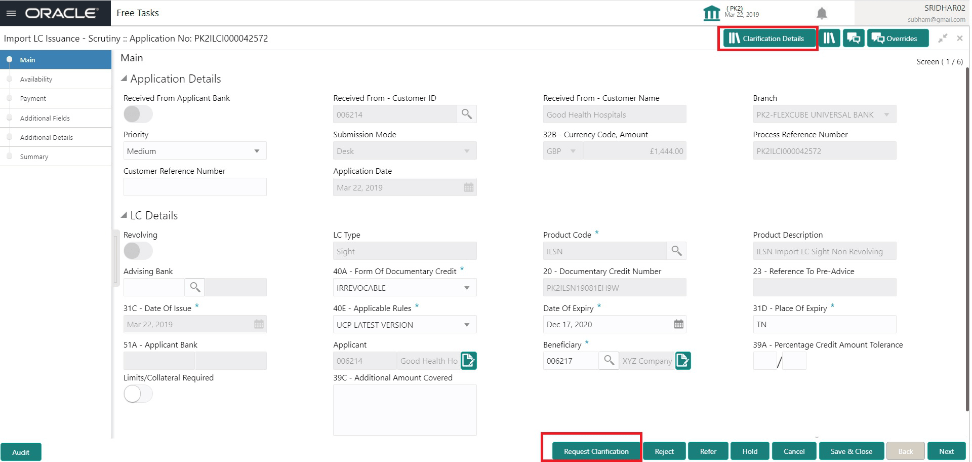 Scrutiny Request Clarification Scrutiny Request Clarification