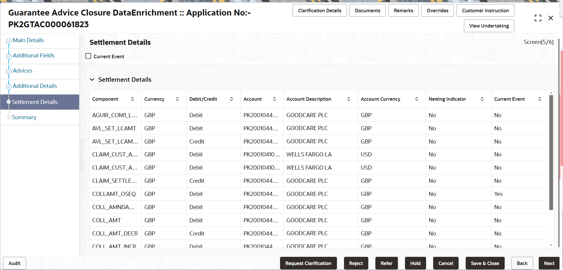 Description of desettlementdetails.png follows Description of desettlementdetails.png follows