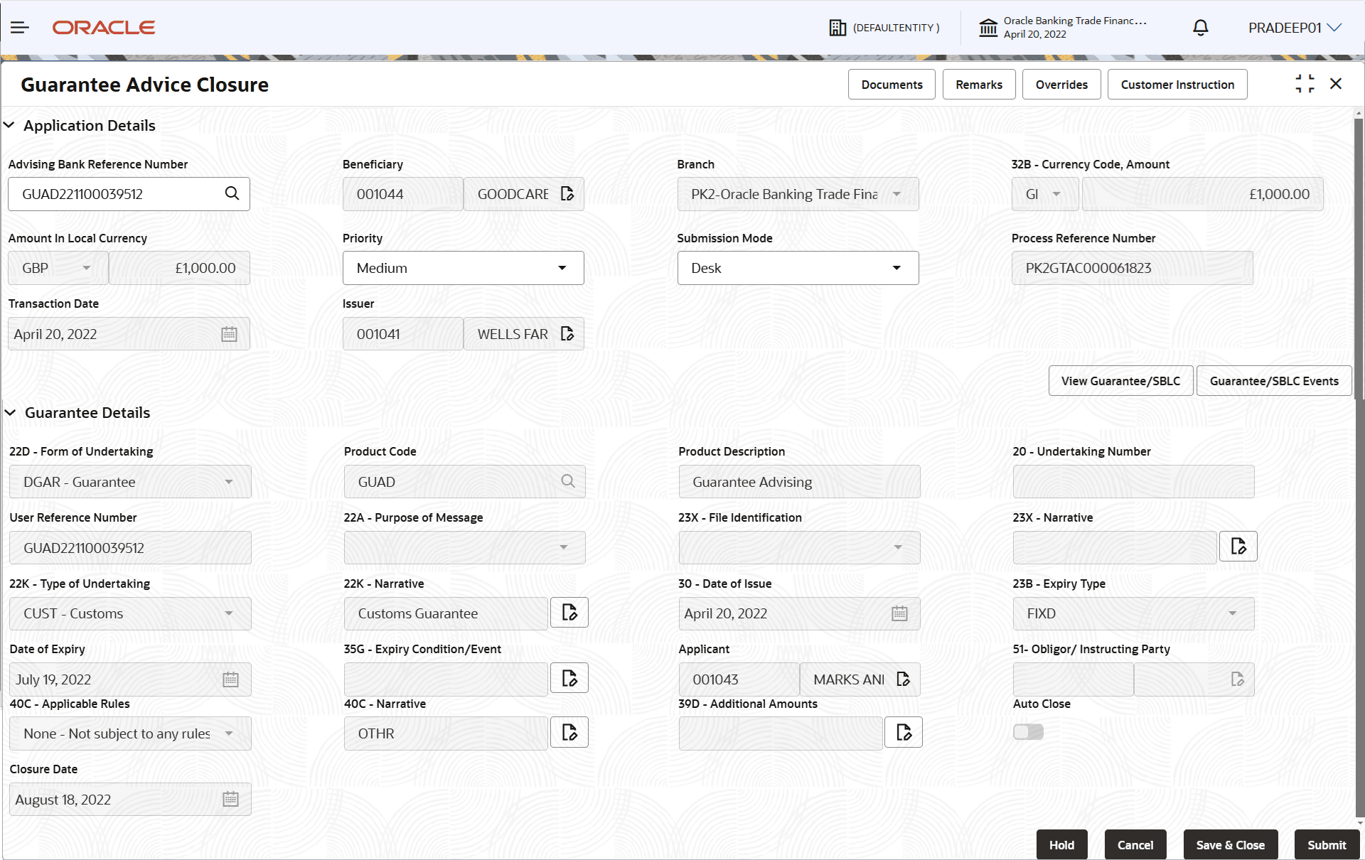 Description of registrationapplicationdetails.png follows Description of registrationapplicationdetails.png follows